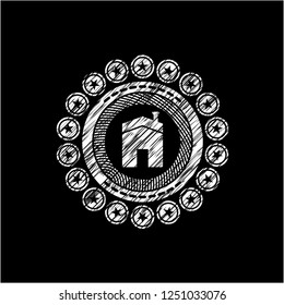 house icon with chalkboard texture