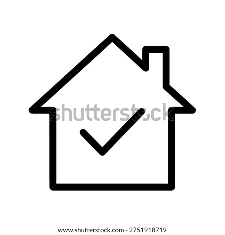 House icon with check mark symbolizing home ownership, approval, and safety