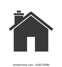 House icon with chimney in vector