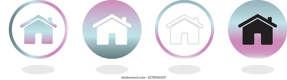 House icon in circle gradation colour,home icon for apps and websites,  Home sign in circle or Main page icon, Homepage sign symbol