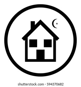 House icon in circle on white background