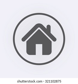 House Icon in circle . Vector illustration