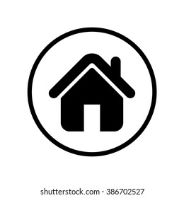 House Icon in circle . Vector illustration