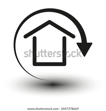 House icon. Circular arrow around. Vector illustration. EPS 10.