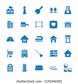 House icon. collection of 25 house filled icons such as door with heart, sponge, clean brush, hanger, business center, blinds. editable house icons for web and mobile.