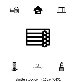 House icon. collection of 7 house filled and outline icons such as wooden wall, mortgage, school, business center building. editable house icons for web and mobile.