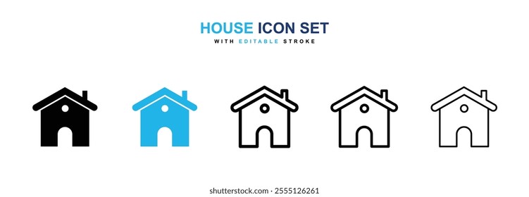 House icon collection in black and blue colors