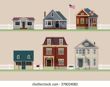 House icon collection. Family house. Flat icons vector house. Double decker. Cartoon house. Street with houses