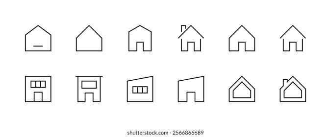 House icon collection. Townhouse, habitation, cottage, house exterior, premises, real estate and more. Editable stroke. Pixel Perfect. Grid base 32px.