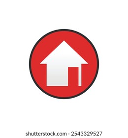 house icon. Color flat icon Button in circle on white background