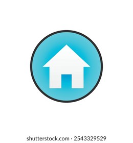 house icon. Color flat icon Button in circle on white background