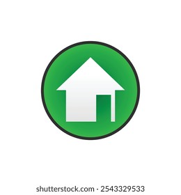 house icon. Color flat icon Button in circle on white background