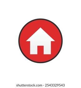 house icon. Color flat icon Button in circle on white background