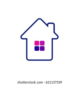 House Icon With Color Window