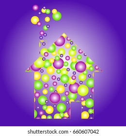 house icon with colored bubbles