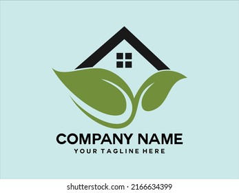 house icon in combination with vector leaves