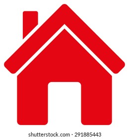 House icon from Commerce Set. Vector style: flat symbol, red color, rounded angles, white background.