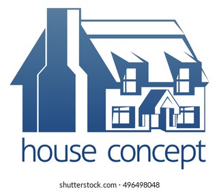 A house icon concept of a nice cottage or suburban house