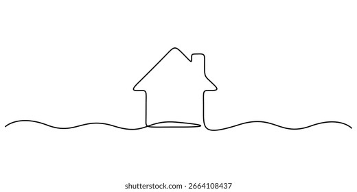 Haus Symbol durchgehende einzeilige Zeichnung minimalistischen Stil einzeln auf weißem Hintergrund Vektorgrafik