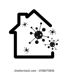 House icon with coronavirus symbol. Vector illustration.