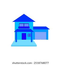 house Icon design in flat style. Blue house vector illustration on isolated background.
