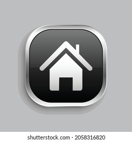 house icon design. Glossy Button style rounded rectangle isolated on gray background.. Vector illustration