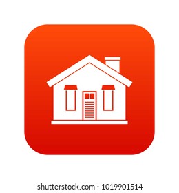 House icon digital red for any design isolated on white vector illustration