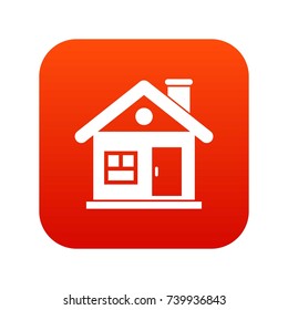 House icon digital red for any design isolated on white vector illustration
