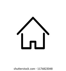 House icon with door, outline design vector