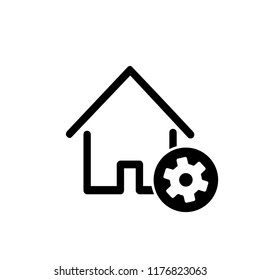 House icon with door, outline design vector