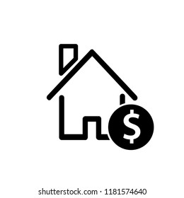 House icon with door, outline design vector