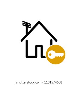 House icon with door, outline design vector
