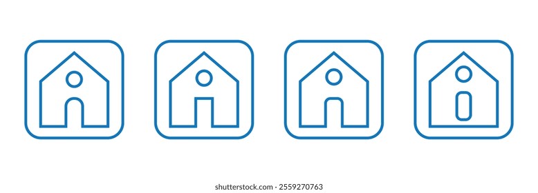 House icon with door, outline design vector.