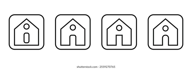 House icon with door, outline design vector.