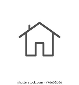 House icon with door, outline design vector