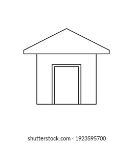 House icon with door, outline vector design. White background.