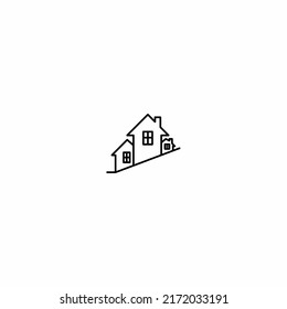 House icon with door, outline vector design