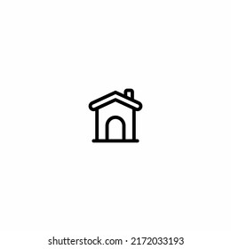 House icon with door, outline vector design