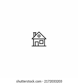 House icon with door, outline vector design