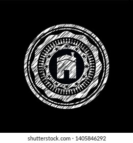 house icon drawn on blackboard