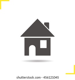 House icon. Drop shadow silhouette symbol. Home. Cottage building. Negative space. Vector isolated illustration