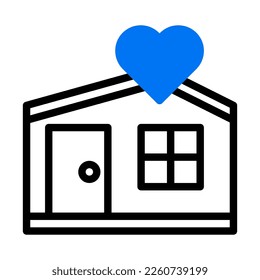 house icon duotone blue style valentine illustration vector element and symbol perfect. Icon sign from modern collection for web.