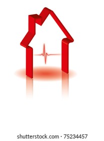 house icon with ecg