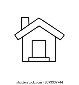 Icono de casa en estilo de línea negra plana, aislado en fondo blanco