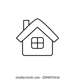 house Icon in flat black line style, isolated on white background