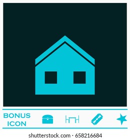 House icon flat. Blue pictogram on dark background. Vector illustration symbol and bonus icons