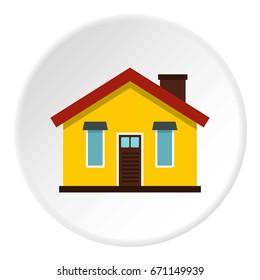 House icon in flat circle isolated vector illustration for web