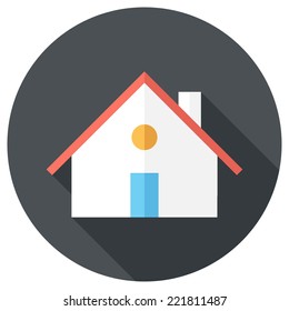 House icon. Flat design style modern vector illustration. Isolated on stylish color background. Flat long shadow icon. Elements in flat design.