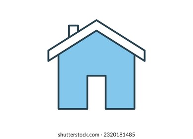 House icon. Flat line icon style design. Simple vector design editable