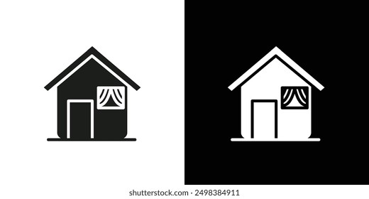 House icon flat line symbol set.